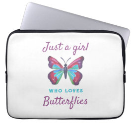 蝶を愛する女の子 ラップトップスリーブ