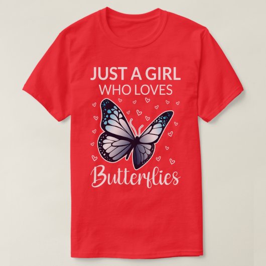 蝶を愛する女の子 Tシャツ (デザイン正面)
