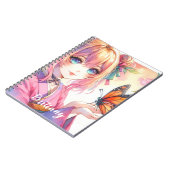 蝶を持つアニメの女の子カスタマイズ ノートブック (左側)