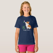 蝶を持つコーギーのお母さん Tシャツ (正面フル)