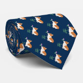 蝶を持つコーギー ネクタイ (ロール)