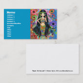 蝶を持つサイケデリックなヒッピーの女の子の人魚 名刺 (正面/裏面)