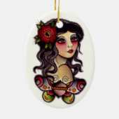 蝶を持つジプシーの女の子 セラミックオーナメント (裏面)