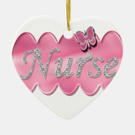 蝶を持つナース セラミックオーナメント (正面)