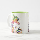 蝶を持つ両面多彩なキリン ツートーンマグカップ (正面左)