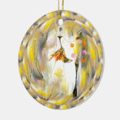 蝶を持つ女性 セラミックオーナメント (左)