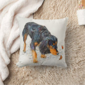 蝶を持つ黒いおよび黄褐色のコッカースパニエル クッション (ブランケット)