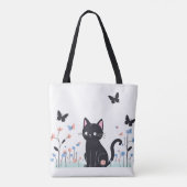 蝶を見る黒猫 トートバッグ (裏面)