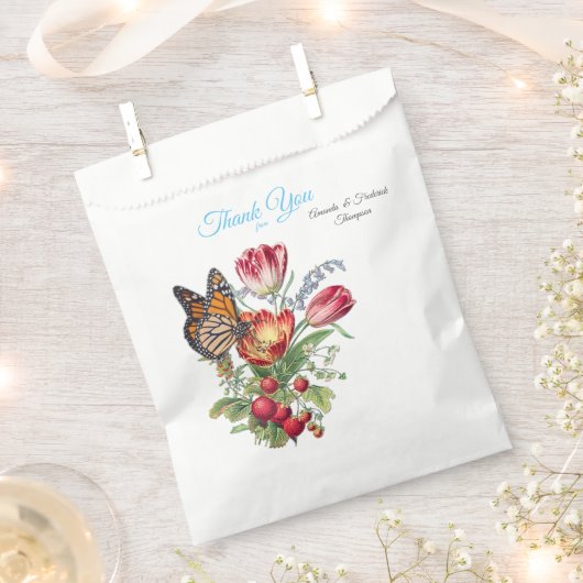 蝶を訪れる水彩花 フェイバーバッグ (クリップ留めされた状態)