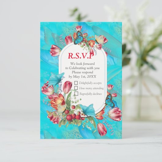 蝶を訪れる水彩花 出欠カード (スタンド正面)