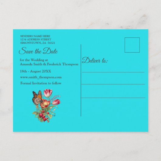 蝶を訪れる水彩花 案内ポストカード (裏面)