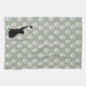 蝶を追いかける可愛い肉柄の猫 キッチンタオル (横)