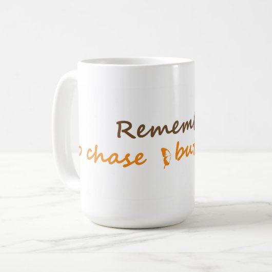 蝶を追い求める感動的引用文 コーヒーマグカップ (正面左)