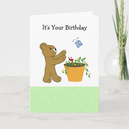 蝶を追う誕生日デザイン カード (正面)