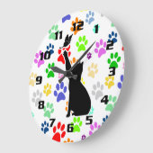 蝶を追カラフルいかけるかわいいペットパウ ラージ壁時計 (傾斜)