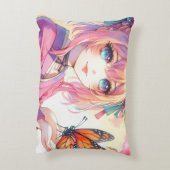蝶を飼っているアニメの女パーソナライズされたの子 アクセントクッション (裏面(縦))
