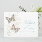 蝶アクアティール（緑がかった色）結婚式招待状 招待状 (スタンド正面)