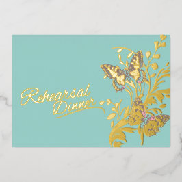 蝶アクア結婚金ゴールドのリハーサル 箔招待状