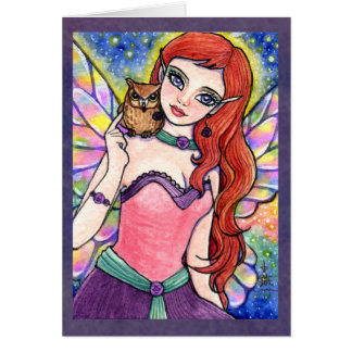 蝶アンハワード著妖精のフクロウのファンタジーカード