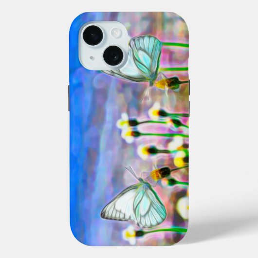 蝶イエローフラワーブルースカイ Case-Mate iPhoneケース (裏面)