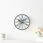 蝶イラストレーションラウンドクロック ラウンド壁時計 (ホーム)