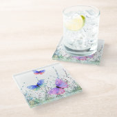 蝶イン飛んでいる自然ガラスコアスター春 ガラスコースター (アングル)