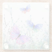 蝶イン飛んでいる自然ガラスコアスター春 ガラスコースター (裏面)