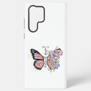 蝶エレガントとフローラデザインサムスンギャラクシー SAMSUNG GALAXY S22 ULTRAケース