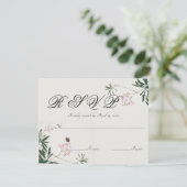 蝶エレガントと植物性ピンクの花 出欠カード (スタンド正面)