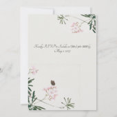 蝶エレガントと植物性ピンクの花 招待状 (裏面)