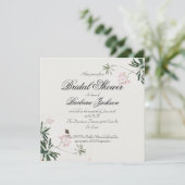 蝶エレガントと植物性ピンクの花 招待状 (スタンド正面)