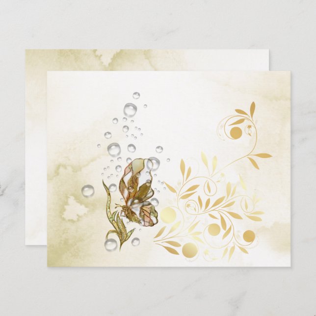 蝶エレガントと真珠のファンタジー紙シート (正面/裏面)