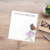 蝶エレガントと紫の花スタイリッシュ ノートパッド