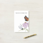 蝶エレガントと紫の花スタイリッシュ ポストイット (デスク上)