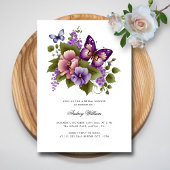 蝶エレガントと開花ブライダルシャワー 招待状