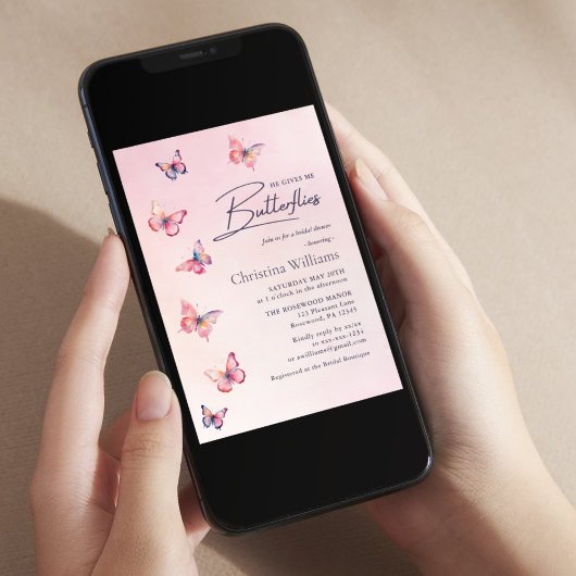 蝶エレガントのブライダルシャワー招待 招待状