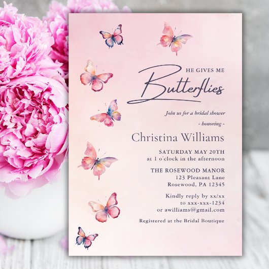 蝶エレガントのブライダルシャワー招待 招待状