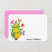 蝶エレガントの咲く黄色いバラの花 ノートカード (正面/裏面)