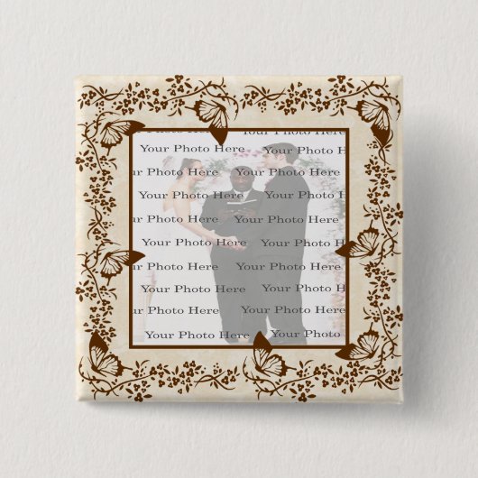 蝶エレガントの四角ボタン 缶バッジ (正面)