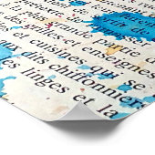 蝶エレガントの水絵画色ヴィンテージ本 ポスター (角)