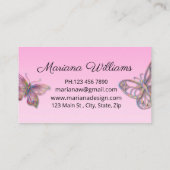 蝶エレガントの滴るピンクのグリッタースタイリッシュ 名刺 (裏面)