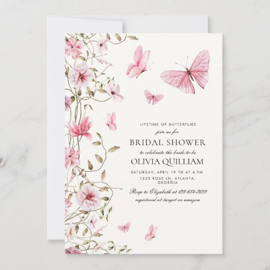 蝶エレガントの生涯ブライダルシャワー 招待状 (正面)