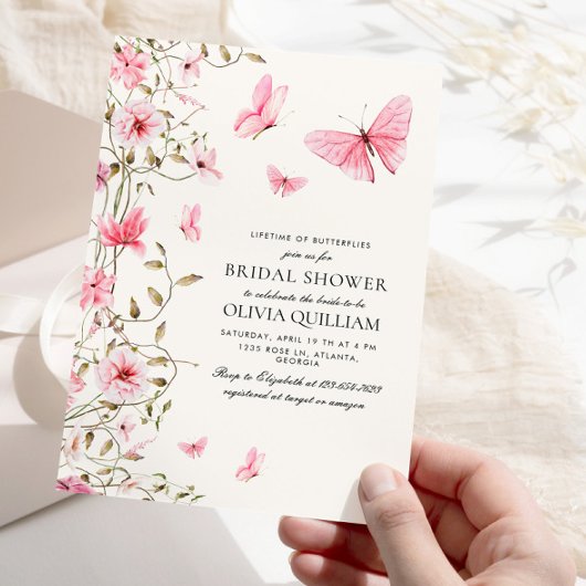 蝶エレガントの生涯ブライダルシャワー 招待状