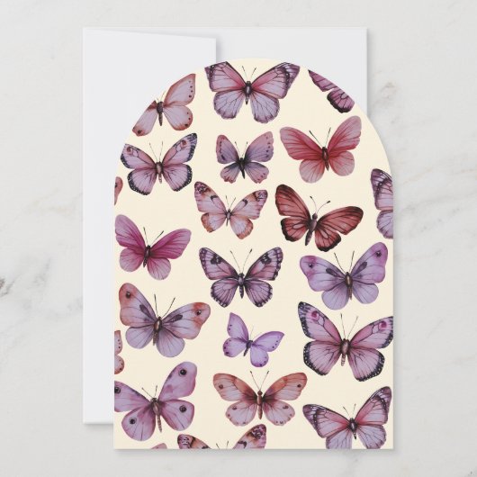 蝶エレガントカスタムアーチ結婚ズ 招待状 (裏面)