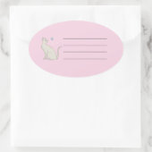 蝶エレガントシール付き猫 楕円形シール (バッグ)