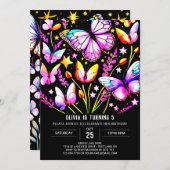 蝶エレガントチャーム蝶誕生日 招待状 (正面/裏面)