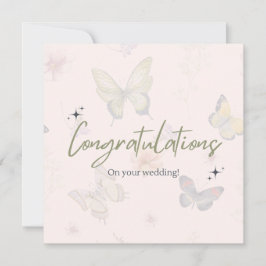 蝶エレガントピンク結婚ボホのカード カード