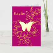 蝶エレガントフローラホイパーソナライズされたルカード 箔シーズンカード (正面)