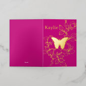 蝶エレガントフローラホイパーソナライズされたルカード 箔シーズンカード (外側レイダウン)