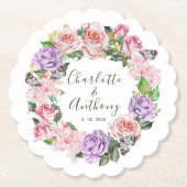 蝶エレガントフローラ春の結婚式 ペーパーコースター (正面)